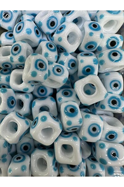 LİVZA BİJUTERİ Murano Nazarlı Cam kare boncuk 1 adet