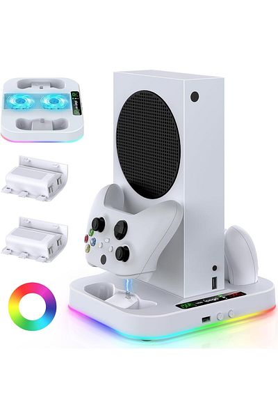 Koopsio Cooling station compatible with XBOX S Series, 2 rechargeable 1400mAH batteries included