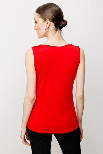 Nazen Giyim Basic Red Women's Blouse with Slice Collar 51315-2Y5