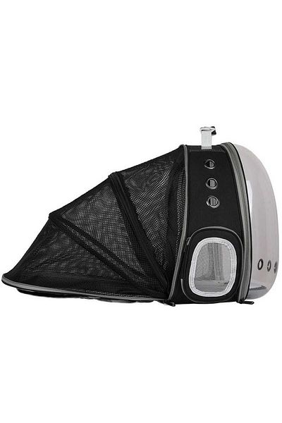OEM Bag for transporting cats and other small animals, expandable, plastic and EVA foam, black/gray