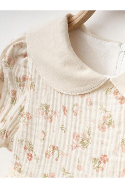 ALPİDS Baby Girl Zippered Flowery Muslin Dress