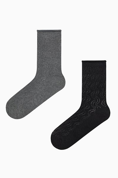 Penti Bequeme Colosio-Socken in Schwarz und Grau, 2-teilig