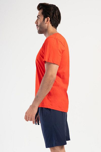 VİENETTA Men's Short Sleeve Red Shorts Pajamas Suit C4T3N1O504