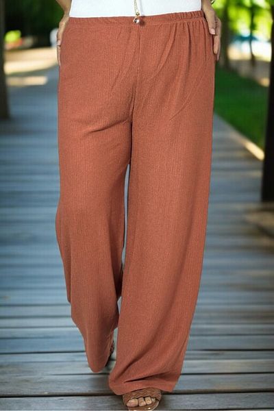 yagmurberen Large Size Elastic Waist Lycra Burucuk Kumashili Loose Trousers