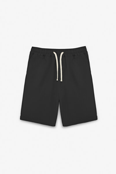 GRIMELANGE LASPER Erkek Likralı Yanları Cepli Beli Lastikli Relaxed Fit Siyah Şort