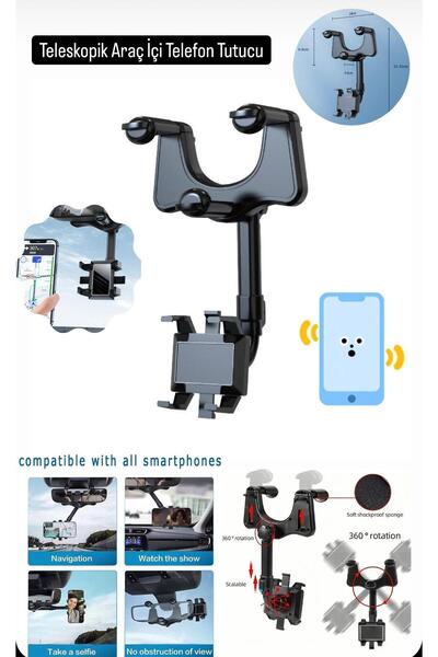 Genel Markalar Araç Içi Telefon Tutucu Teleskopik Araba Telefon Tutucu Dikiz ...
