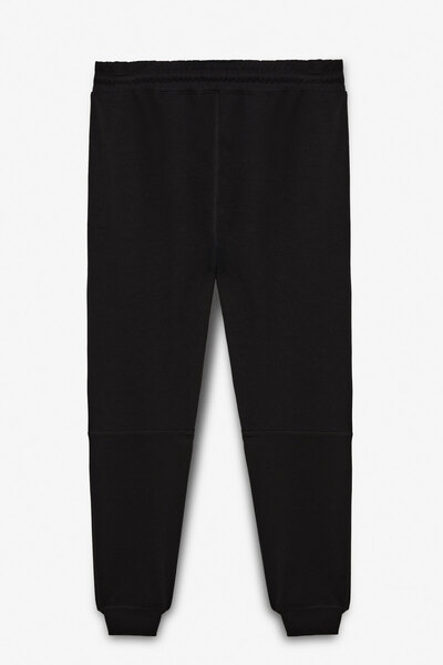 GRIMELANGE Borland Men's Elastic Waist Drawcord Relaxed Fit Black Sweatpants with Side Pockets