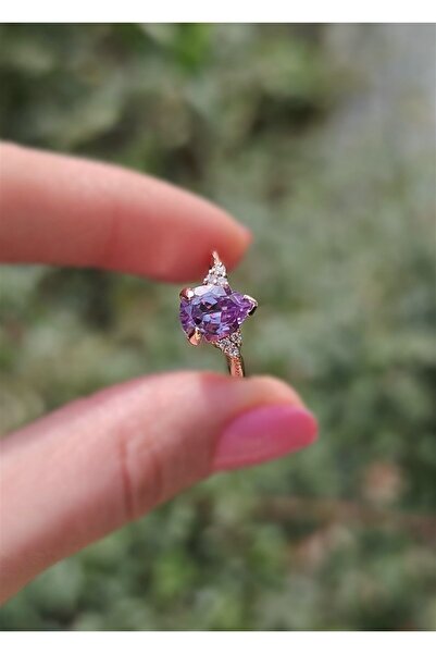 Cem Aykan Kuyumculuk Seul Pırlanta Taşlı Ametist Yüzük - AK1401