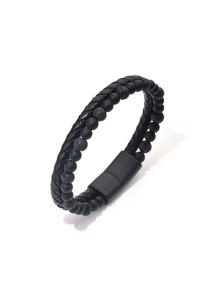 Toro Nero Men's bracelet made of black genuine leather Cleo