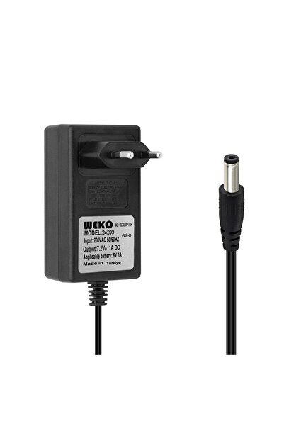 Genel Markalar Weko 7.2Volt - 1Amper 5.5x2.5 Uçlu Ledli Yerli Üretim Priz Tip...