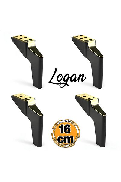 Badem10 Logan Set 4 bucăți 16 cm Mobilier din aur negru Unitate TV Fotoliu Canapea Suport picioare picioare șuruburi M8