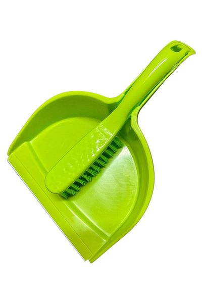 OEM Broom set with dustpan, plastic, 4.5 cm bristles, green