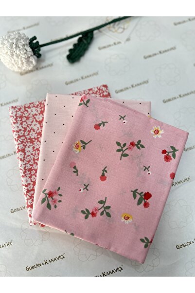 goblenkanaviçe Pamuklu Kumaş, Poplin Kumaş Seti 3'lü 50x100 cm