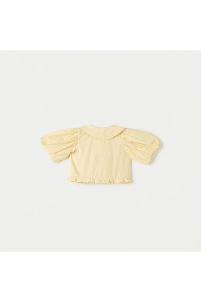 Juniors A-Line Top With Peter Pan Collar And Ruffle Detail