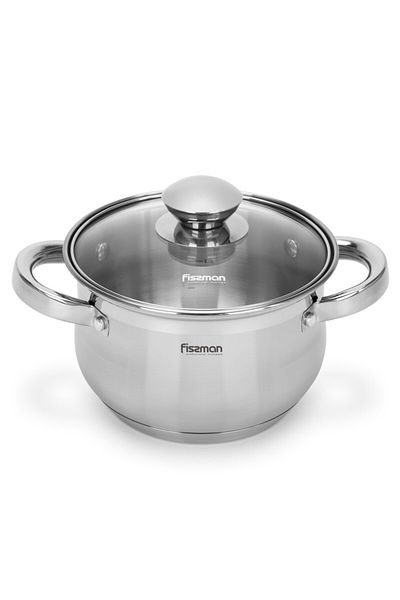 Fissman Stockpot Felina 18cm/2.9LTR With Glass Lid Stainless Steel