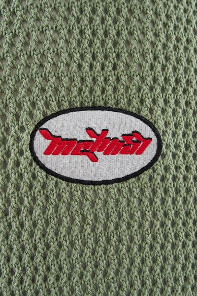 Machinist Mchnst Knit Y2K Embroidery Detailed Tee Su Green