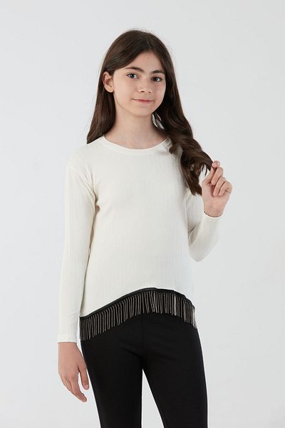Fulla Moda Ribbed Lycra Waist Chain Girl's Bodysuit