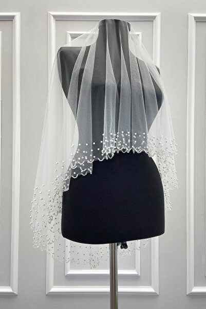 ZEYMERADE White Bridal Sparkling Crystal Beads and Pearl Henna Veil, Wedding ...