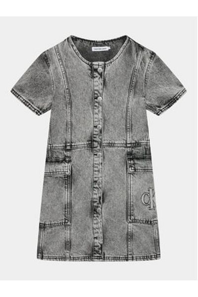 Calvin Klein Jeans Girl Denim Dress IG0IG02284 Gray