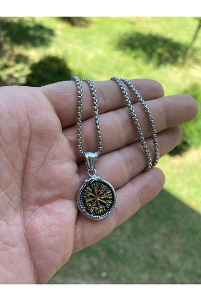 Viking Small Size Scandinavian Figures with Nordik Symbol 316L Steel Stainless & Tarnish Unisex Necklace