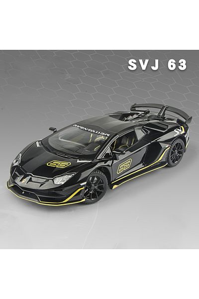 Choice Black 1:24 Alloy Sports Car Model Toys Lambor Aventador Svj 63 Diecast Metal Models 4 Doors Opened S