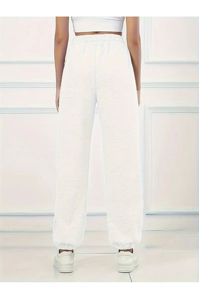 Touz Moda Pantaloni de sport unisex cu picior alb cu imprimeu Love