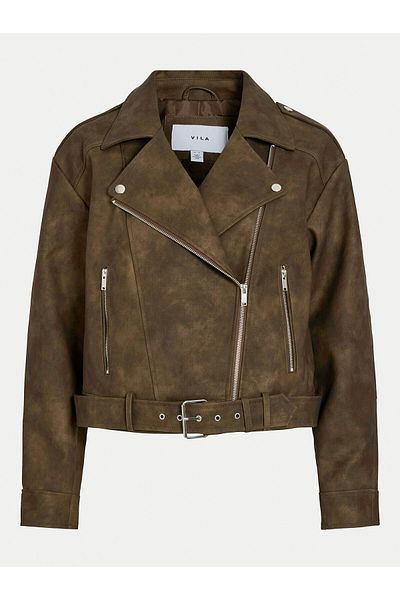 VILA vila Women's Faux Leather Jacket 14102785 Brown