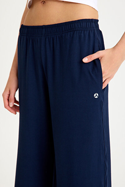 Pulsar Cotton Wide Leg Trousers Navy Blue