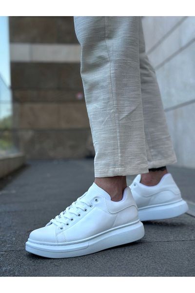 Lavish Gold BA0547 BOA Thick High Sole White Lace-Up Sports Men's Shoes