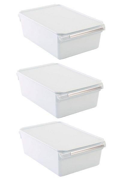 Prima Nova White 3-Piece Fridge Organizer with Lid - 325*205*100 Mm Storage Container