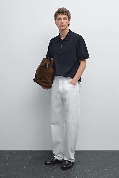 Massimo Dutti Pamuklu triko kareli polo yaka t-shirt