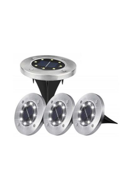 kik Set 12 bucati lampa solara de gradina tip LED, 12 cm, argintiu