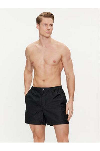 Calvin Klein Pantaloni scurți de baie negri pentru bărbați, cu uscare rapidă, cu croială normală KM0KM00943-BEH