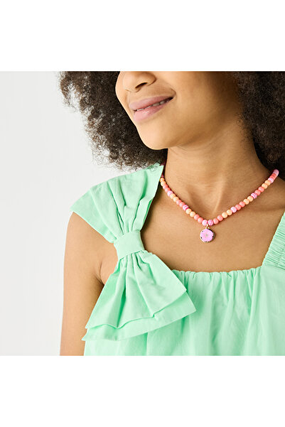 Juniors Solid Sleeveless Top With Bow Applique And Square Neck