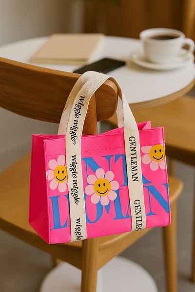 Ecrou Floral Printed Pink Canvas Shoulder Bag