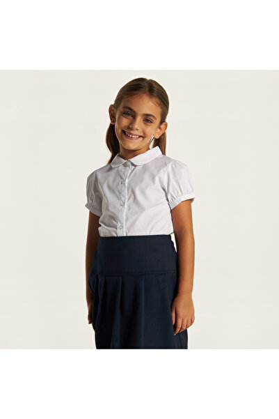 Juniors Set Of 2- Juniors Solid Shirt With Puff Sleeves And Button Closure