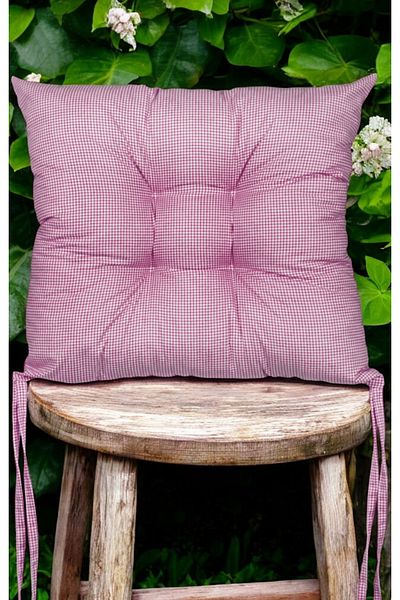 ASDİVA Pöti Square Pattern Pink Soft Color Chair, Picnic Cushion 40X40