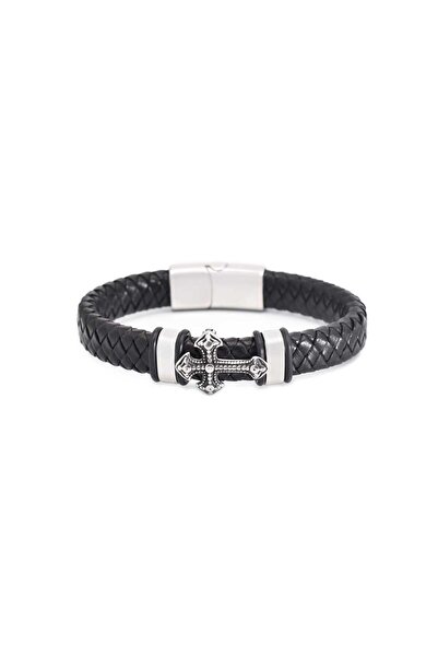 TORO NERO Brățară bărbătească din piele naturală neagră Casi