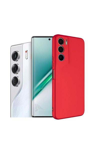HANPORIUM Tecno Camon 40 Cm5 Compatible Silicone Case - Flexible Pastel Color Cover with Camera Protection - Red