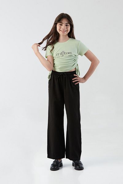 Fulla Moda Elastic Waist Tied Tasseled Girl's Trousers