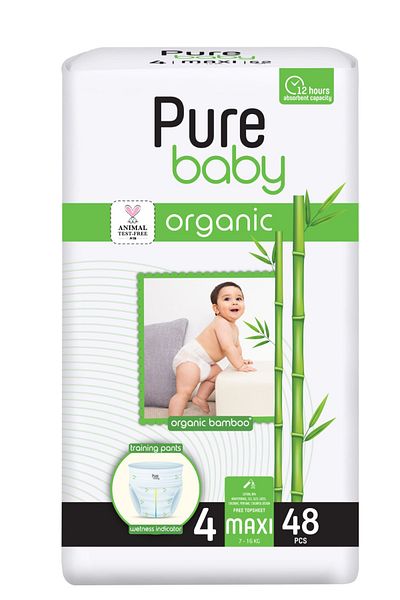 Pure Baby Set of 3 Organic Bamboo Wet Diapers No. 4, 144 Pcs., 120 Wet Wipes