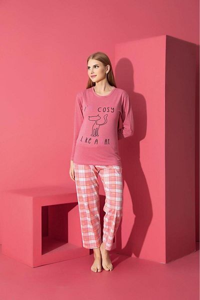 Intisimo Women's Pajamas, Long Sleeve, Cozy, Cotton, Powder Pink - Xxl