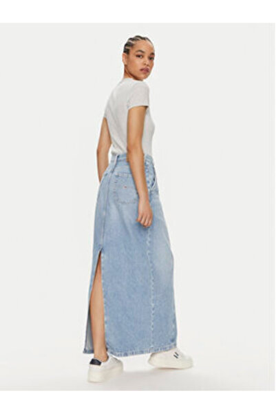 Tommy Jeans Fustă din denim pentru femei DW0DW19294 Albastră