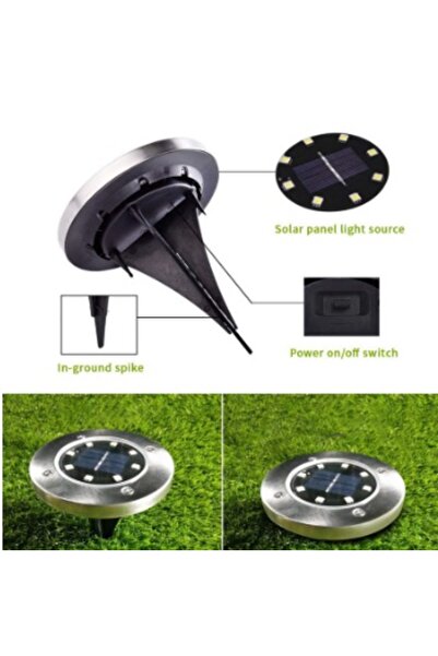 kik Set 12 bucati lampa solara de gradina tip LED, 12 cm, argintiu