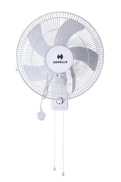 HAVELLS Oro Wall Fan White 400Mm | 3 Speed Levels Wall Mounted Cooling Fan with 2 Pull String Cords