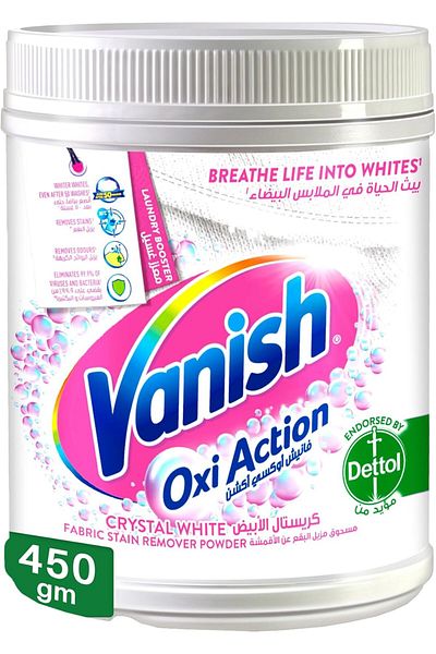 Vanish Oxi Action Crystal White Stain Remover Powder with Scoop, 450g