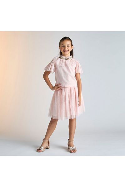 Juniors Embellished Top With Ruffle Detail