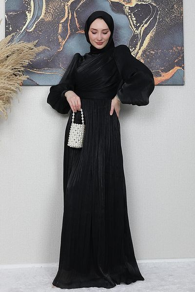GİYZAMİLA Μεταξωτό φόρεμα Hijab Μαύρο