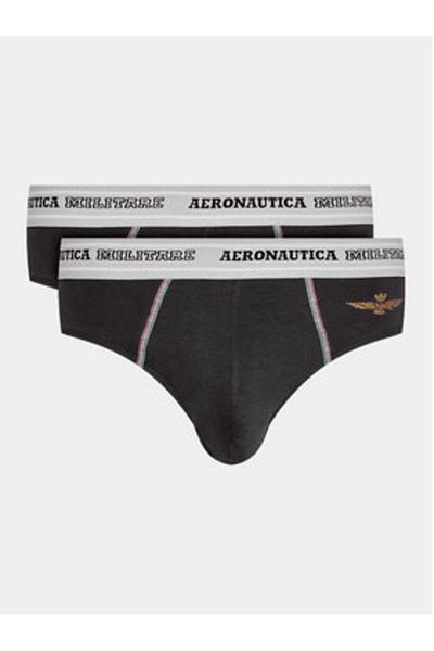 Aeronautica Militare Men's Set of 2 pairs of briefs AM1USL002 Black