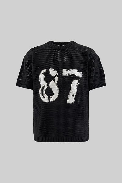 Machinist Mchnst Knit 87 Applique Detailed Tee Black